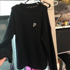 VS PINK KNIT CAMPUS SWEATER BLACK